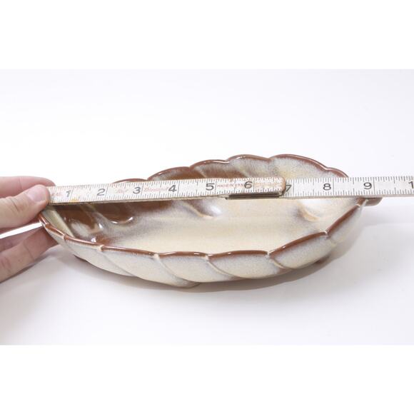 Frankoma 225, Bowl, Leaf Dish, Brown, Pottery, Ceramic, Kitchen, Serving, Home - Picture 4 of 5